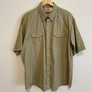VTG Vintage Saddle King Western Khaki Western Pearl Snap Size 2XL